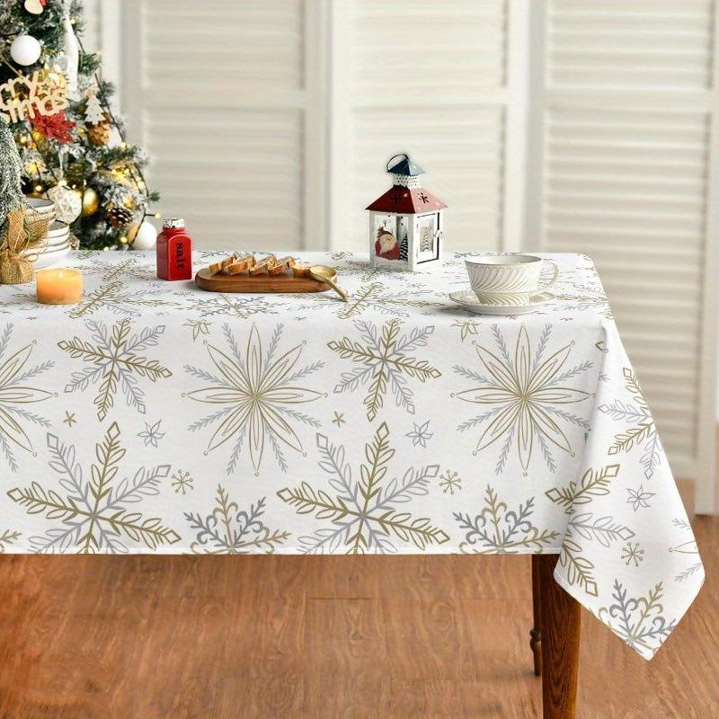 Waterproof Christmas Red Rectangular Tablecloth Premium Decorative Dining Table Cover Holiday Festive Decor
