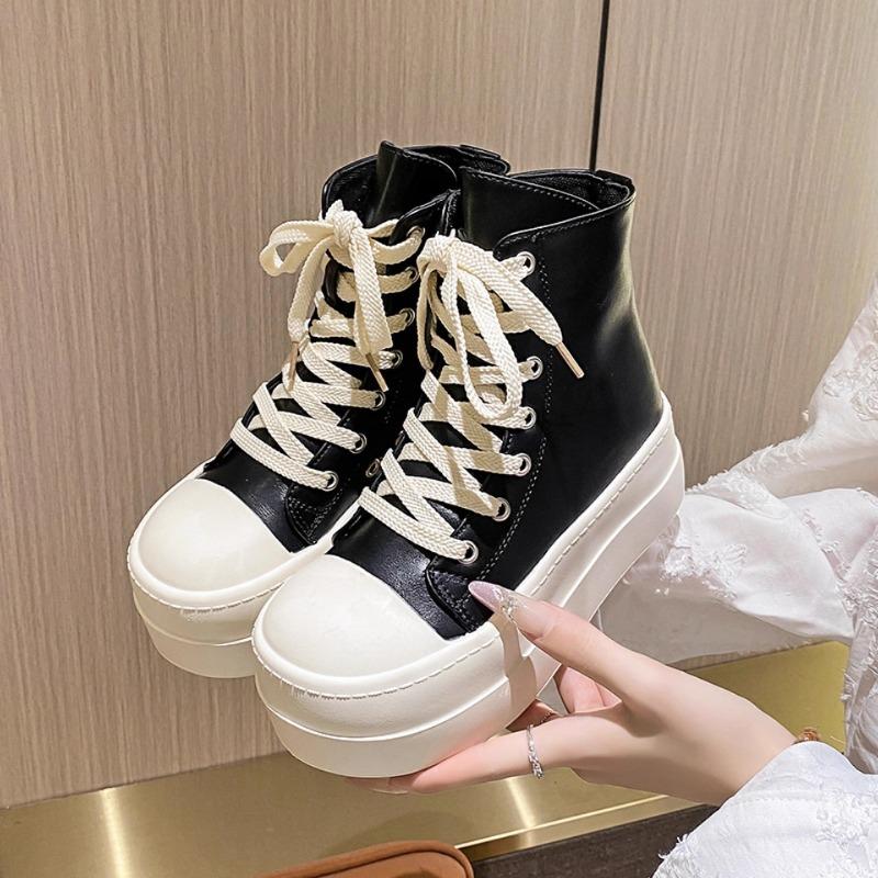 New Thick-soled Sponge High-top Casual Shoes, Height-increasing Sports Single Shoes and Board Shoes