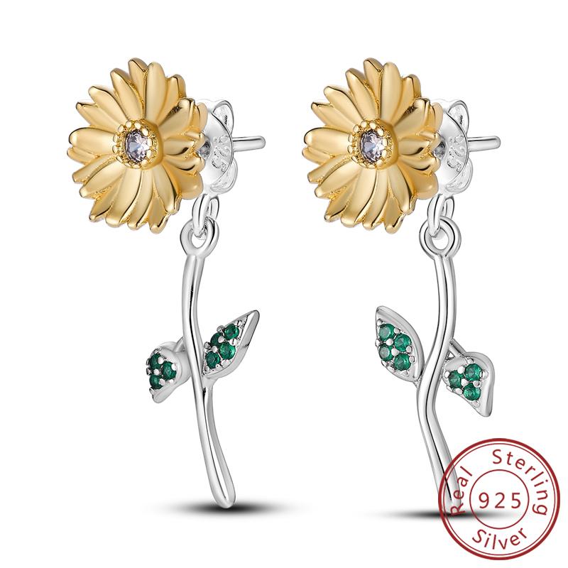 Earrings Original 925 Silver Stud Drop Hoop Earrings Rose Gold for Women Girls Party Wedding Birthday Jewelry Gift