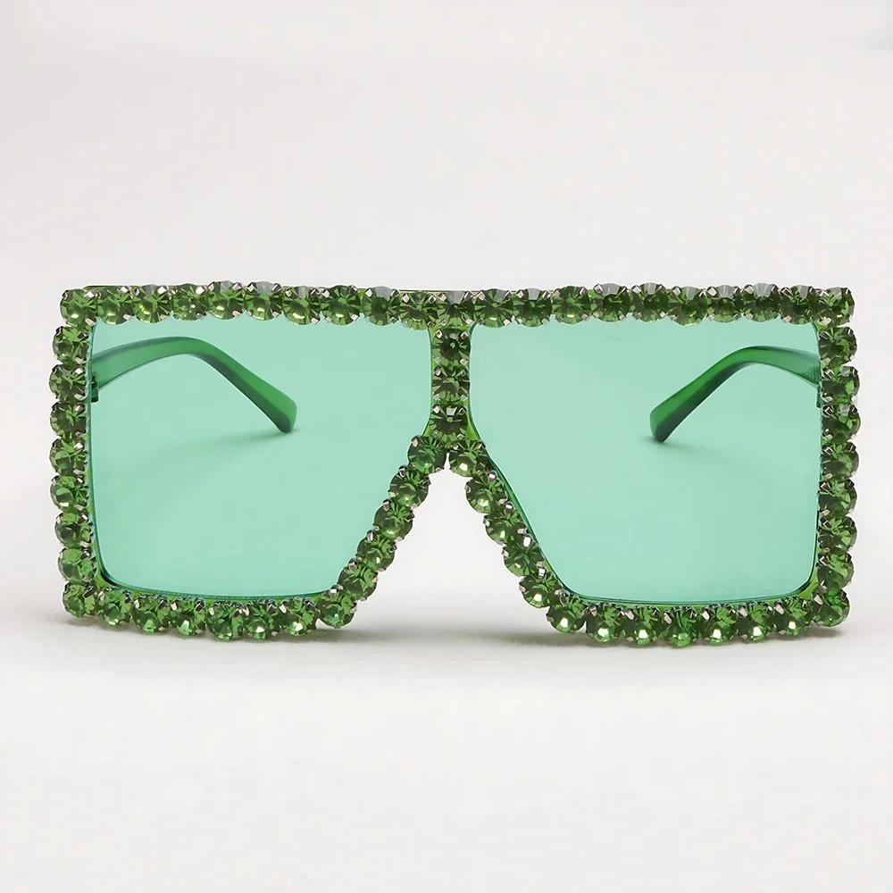 New Fashion Brand Luxury Designer Rhinestone Sunglasses Women Diamond 2026 Oversized Shades Glasses Vintage Square Sunglasses
