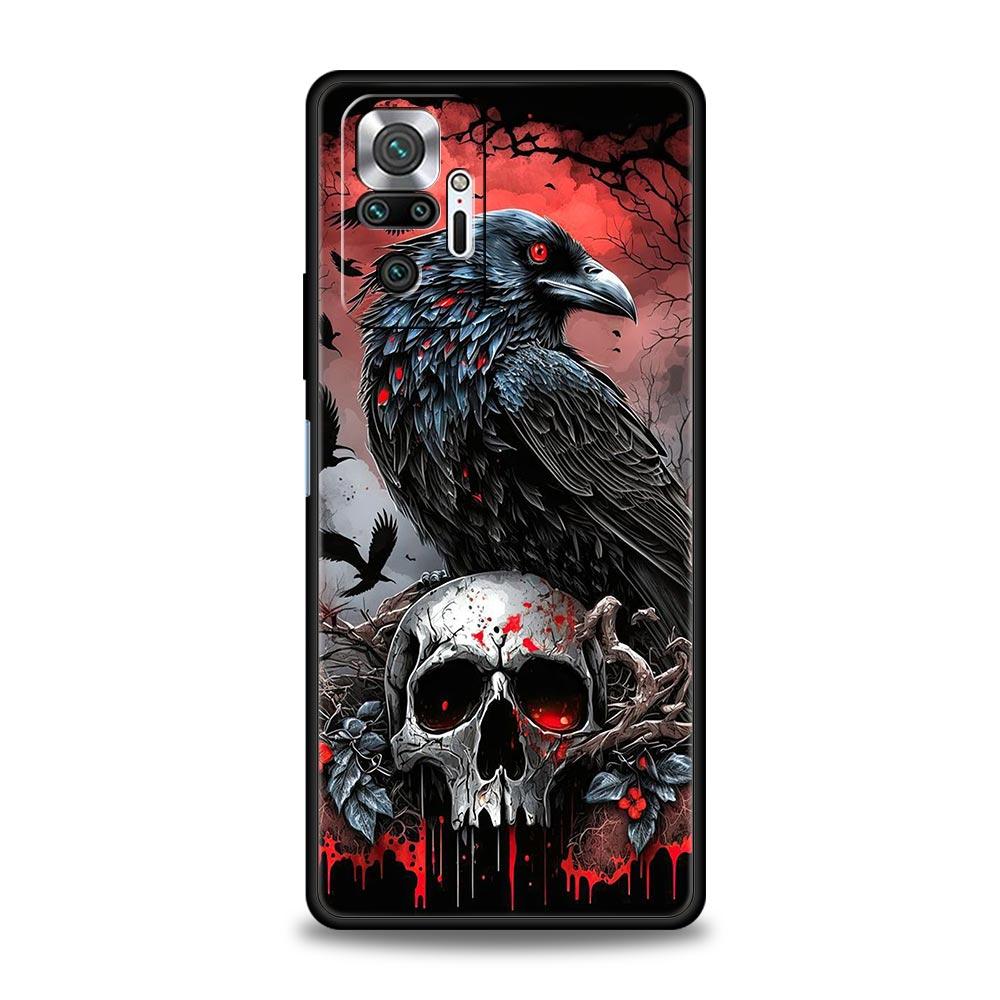 

Raven Crow Skull Pattern Phone Case For Xiaomi Redmi Note 14 13 5G 10 11 12 Pro Plus 4G 14C 13C 12C 10C Black Cover Redmi 14C