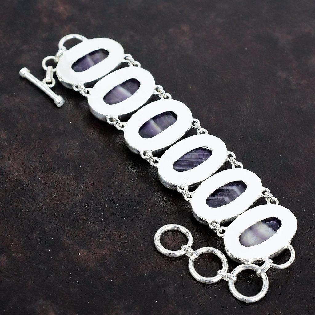 Chevron Amethyst Bracelet Natural Gemstone Jewelry 925 Sterling Silver Bracelet Adjustable Chain Handmade Bracelet Designer Jewelry for Gift