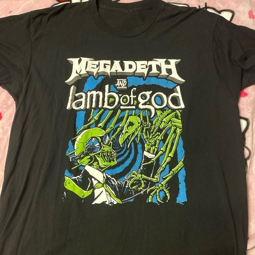 

Новый подарок от Megadeth и Lamb of God для фанатов Унисекс S-5XL Футболка R3_29 Унисекс Футболка S