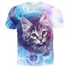 Animal Cat 3D Digital Printed Short Sleeved Casual Loose T-shirt for Men Women Shirt