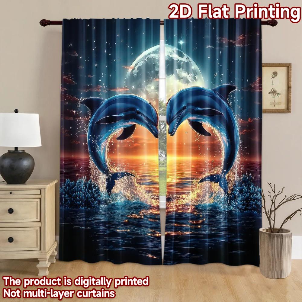 2D flat Photography Backdrop Background Banner Dolphins Jumping at Sunset 100% Polyester Family Party Use for Suitable for