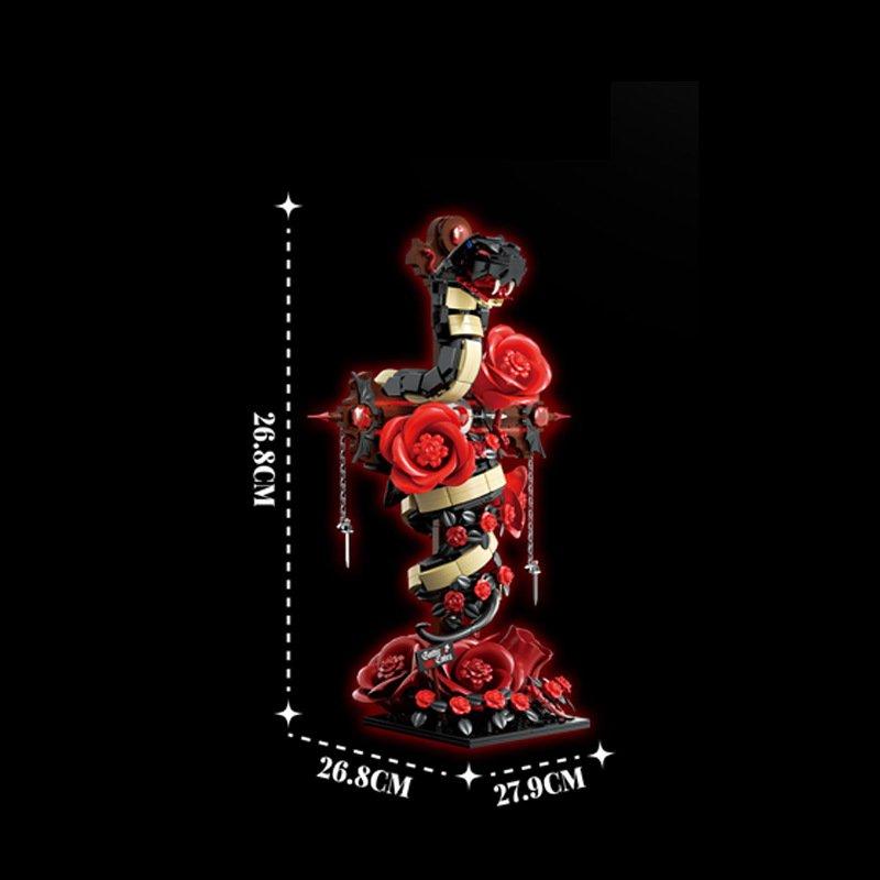 3045 Cobra Cross Rám Stavebnice Halloween Růžový Květ Sestava Kreativní DIY Model Stolní Dekorace Dárek