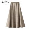Autumn A-Line Midi Skirt Draped Slimming Elastic Waist Flared Maxi Skirt Elegant Casual QT2737