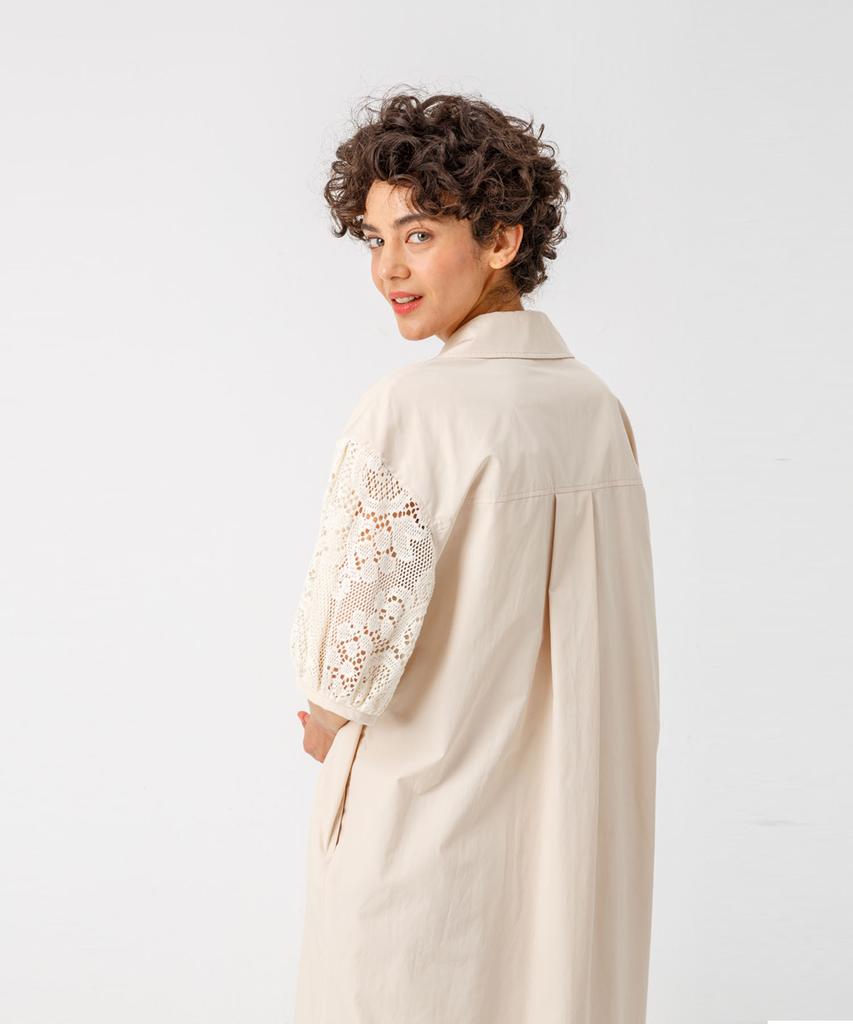 PAGE Lace Sleeve Dress_Beige