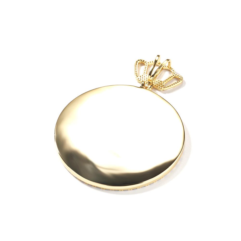European & American Hip Hop XL Round Photo Pendant Necklace In Gold, Silver, or Rose Gold