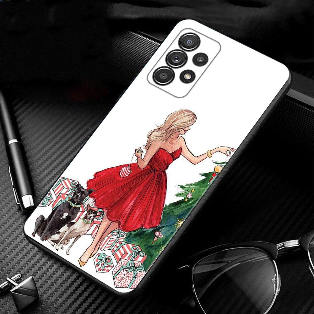 Phone Case For Samsung Galaxy A52s A73 A72 A53 A33 A32 A13 A02s A21s A12 A31 A91 A51 A71 A41 A23 A11 Christmas Tree Girl Gift