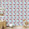 White and turquoise flowers wallpaper for living room and bedroom 50x1000