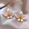 Elegant Zircon Flower and Pearl Stud Earrings - High-End Niche Design
