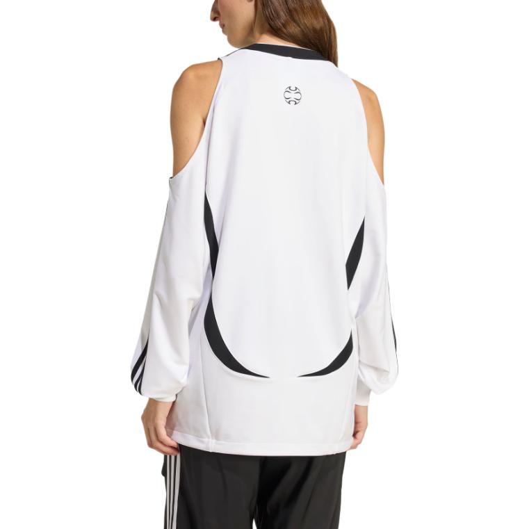 adidas Originals Adilenium Sezóna 4 Teamgeist Módní Dres Volný Ležérní Tričko s Dlouhým Rukávem Odhalující Ramena Dámské Trička KE9797