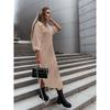 Womens Loose Fit Solid Color Shirt Dress With Side Slit V-Neck Long Sleeve Office Casual Elegant Style