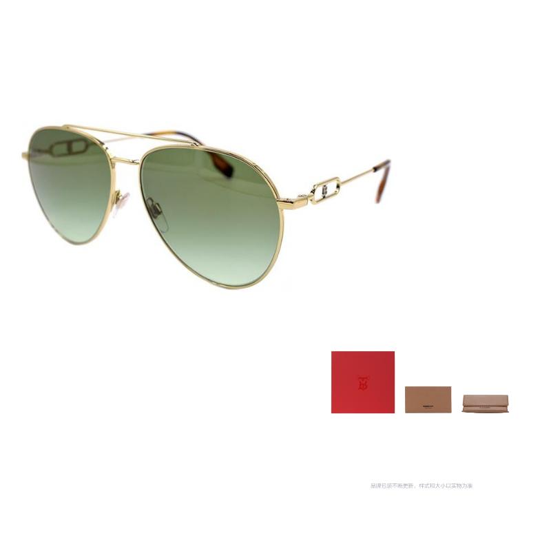 

BURBERRY B. MONOGRAM Logo Pattern Collection Metal Aviator Sunglasses 3128 Women s Gold/Dark Green Gradient F