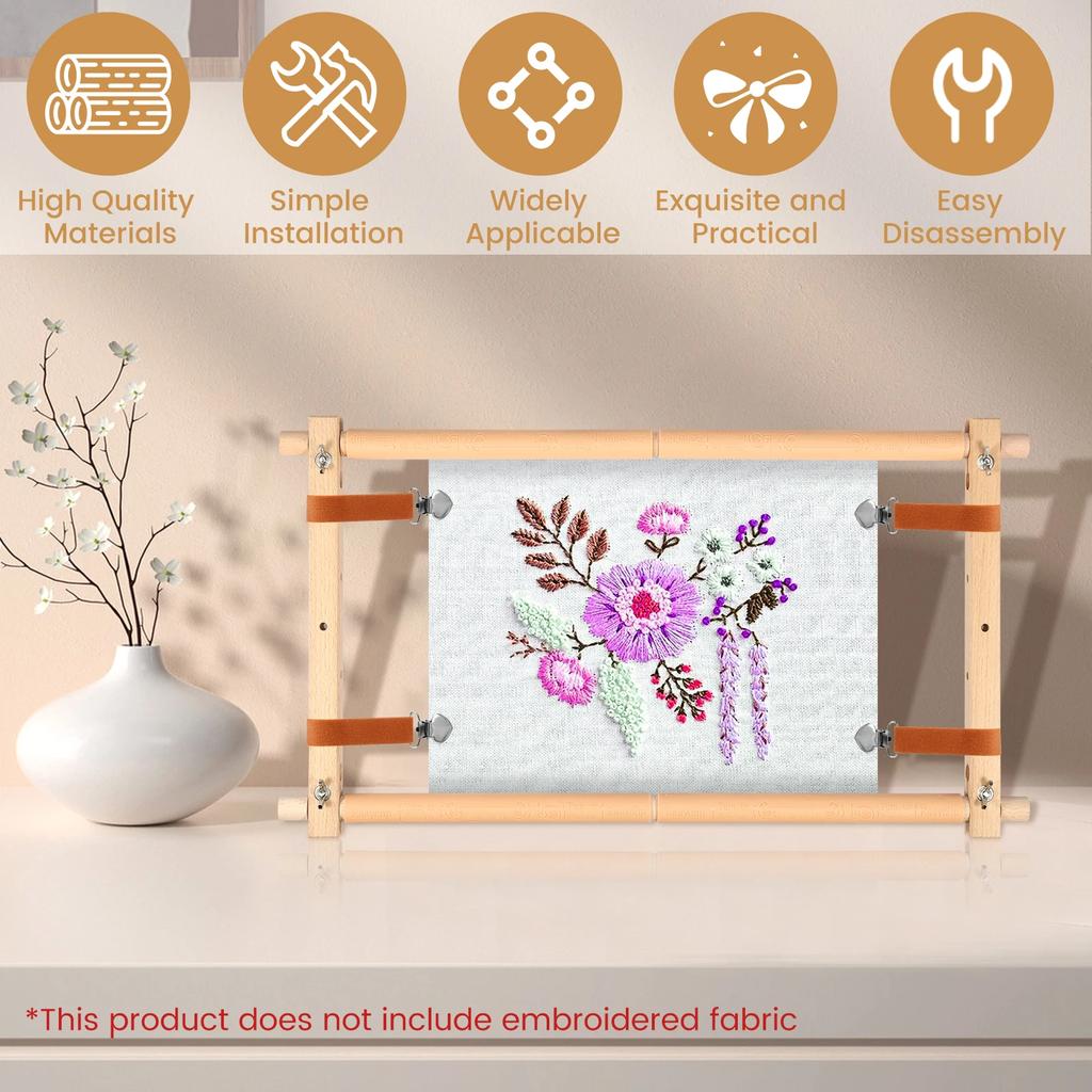 Embroidery Scroll Frame Wooden Cross Stitch Scroll Frame Rotated Adjustable Needlepoint Embroidery Tapestry Scroll Frame