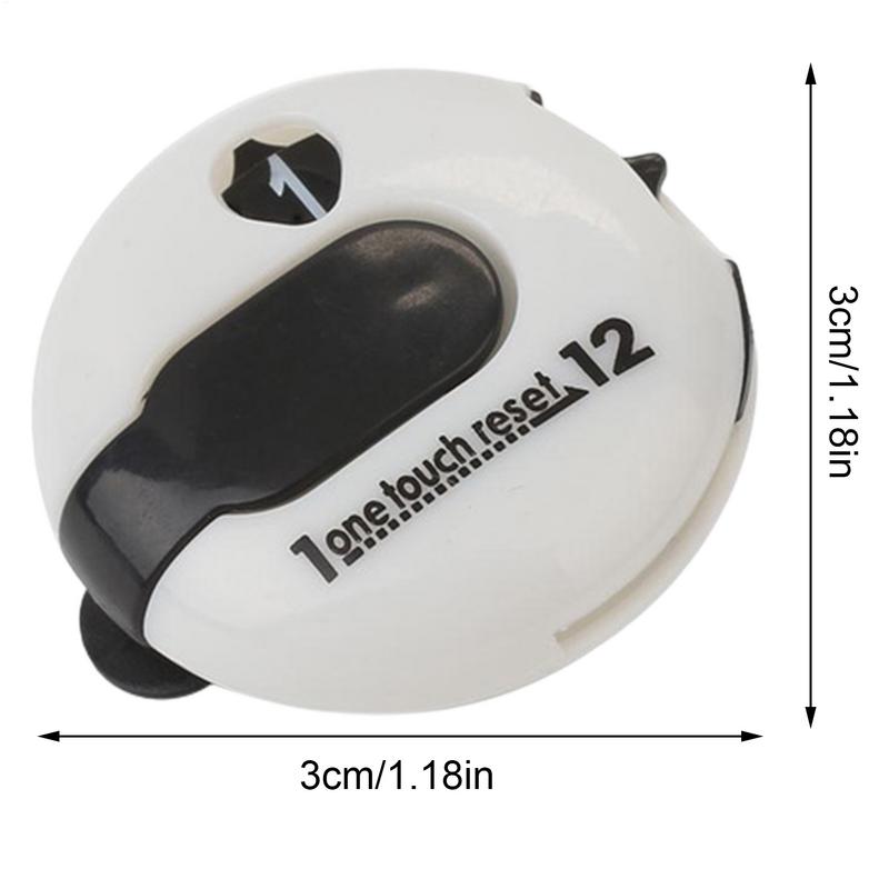 Round Golf Stroke Counter Golf Attachment Accessories with One Touch Reset Clip Counter Clicker Up To 12 Shots Score for Golf