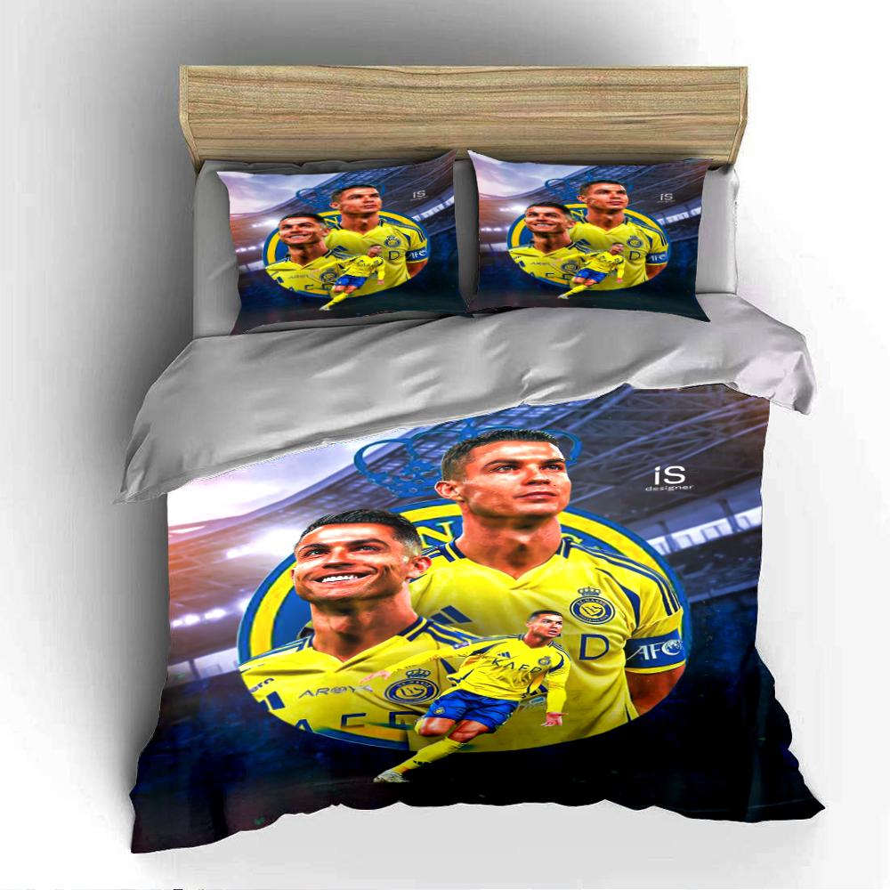 "Yellow Soccer Star Set" Bedding set (1 duvet cover, 2 pillowcases, duvet not included)