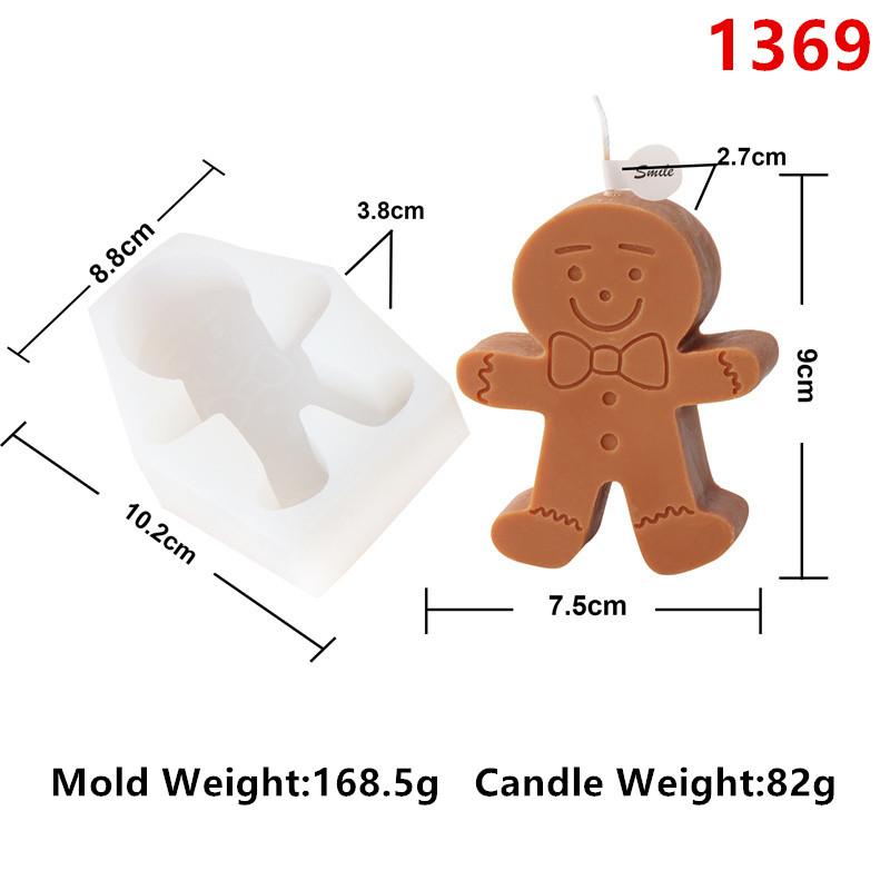 3D Christmas Silicone Xmas Bell Snowmen Gingerbread House Candle Mold DIY Cookie Gingerbread Candle Candy Fondant Baking Mold