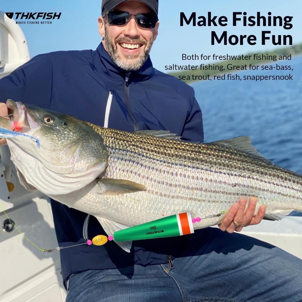 THKFISH Fishing Float Popping 40g 4-Piece Cork, Green,