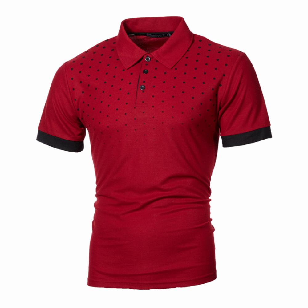 Polo da Uomo Design a Pois Top Casual alla Moda Stile a Contrasto Colore Abbigliamento Comodo da Esterno T-shirt Ampia Abbigliamento Estivo