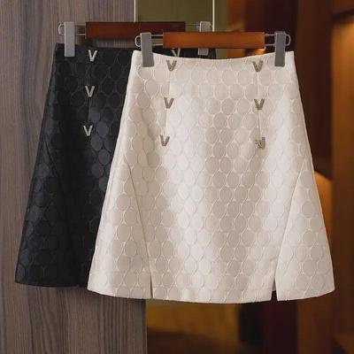 Women's 2024 Chic A-Line Jacquard Skirt - High Waist, Stylish & Versatile for Spring & Autumn