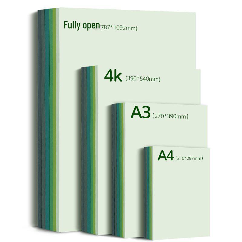 Yuanhao Green Series Cardstock: Light, Dark, Army, and Forest Green - 4k Colored Paper for A4 & A3 Backgrounds and Kindergarten DI.