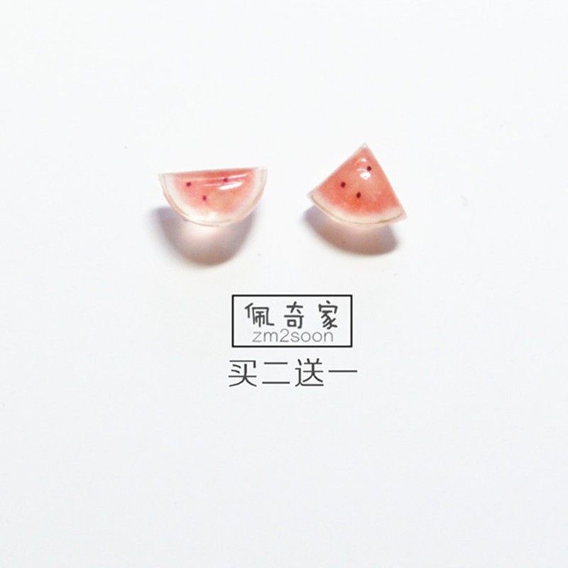 

Original Grapefruit Resin Earrings Small Cute Unique Stylish S925 Silver Stud Earrings Creative Fairy Beautiful Spring and Summer Ear Clip Watermelon powder silver needle pair