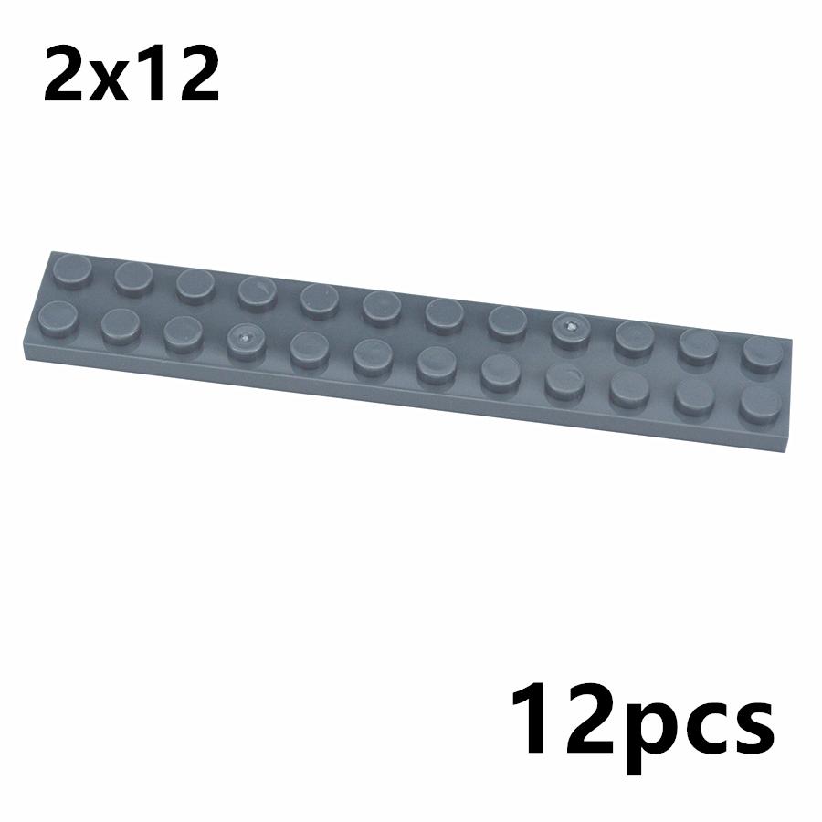 12Pcs Thin Long Plate 2x12 Dots DIY Building Blocks Figures Color Educational Creative Size Bricks Toys Compatible With 2455