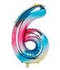 Rainbow Foil Balloon Colorful Helium 100 Number 6