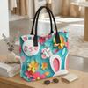  Cute Rabbit Floral Print Tote Bag Fashion Large Capacity Daily Shoulder Handbag