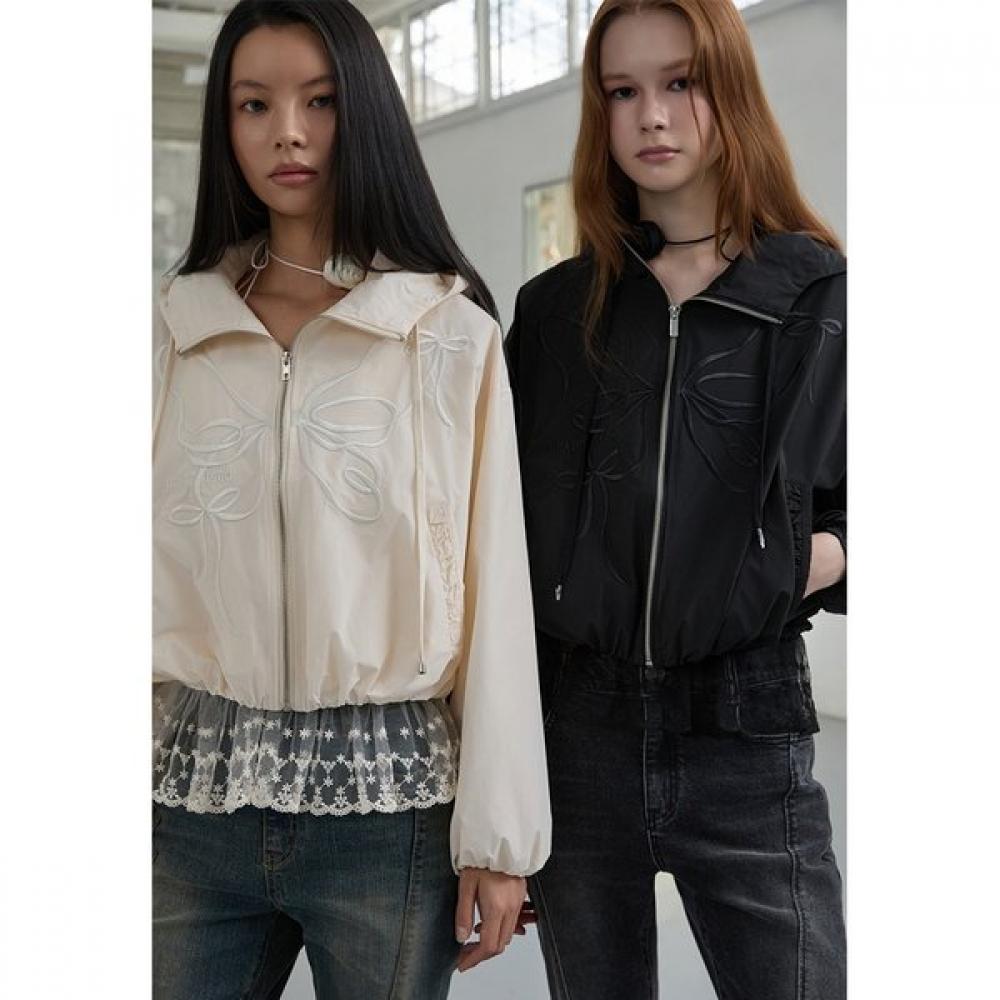 Egoist Big Embroidery Hoodie Zip Up Jumper Er3ojp01 BK/55