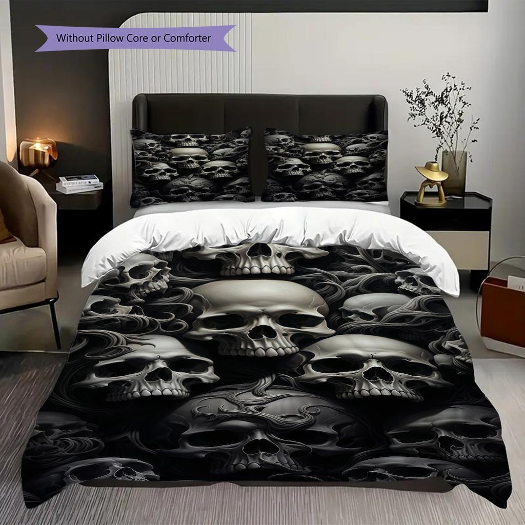 Skulls Raven Set Threepiece Set 1 Duvet Cover 2 Pillowcase Without Core Bedding Set Duvet Cover And Pillowcase Christmas Birthday Gift