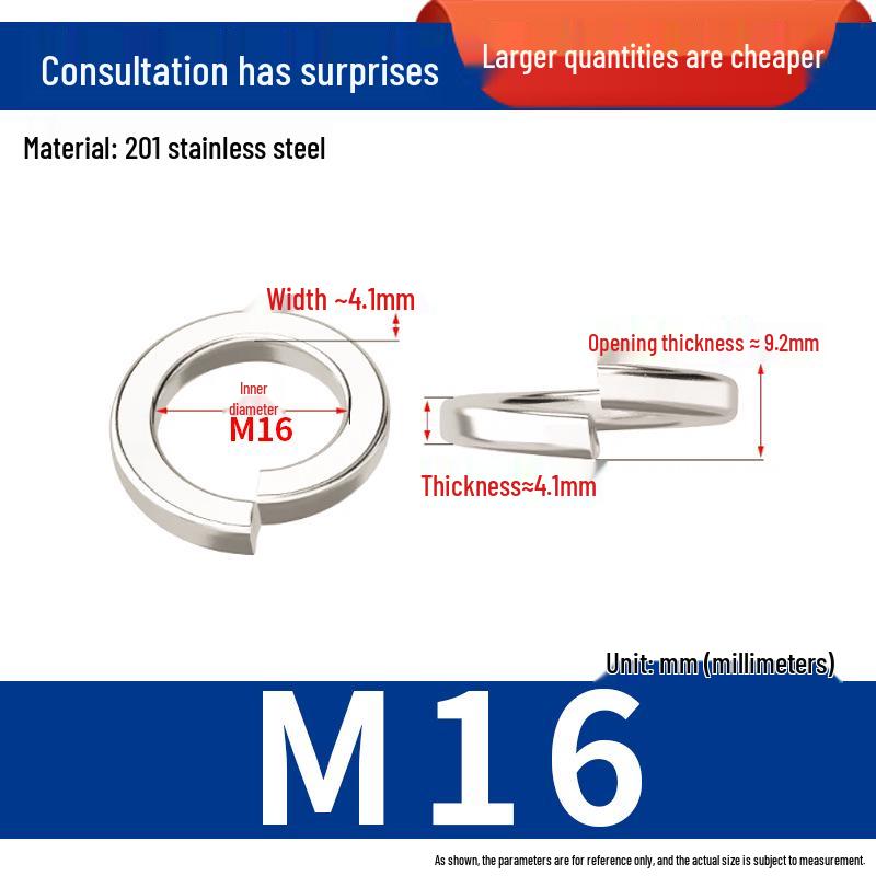 304 Stainless Steel Split Spring Washer Spacer Ring (M3, M5, M6, M8)