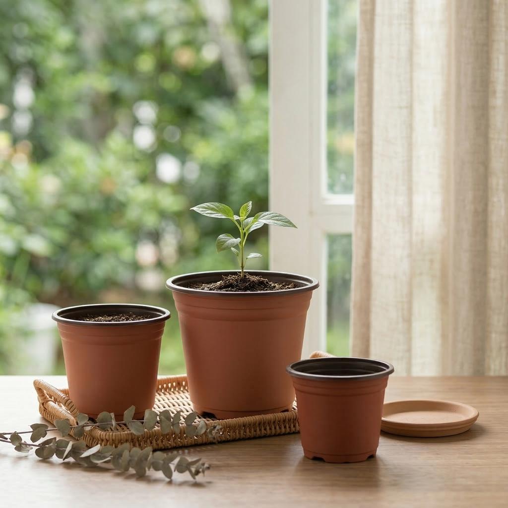 Tvåfärgade plantbrickor, 50 brickor per förpackning, Plastblomkrukor med dräneringshål, Lämpliga för trädgårdsarbete inomhus och utomhus.