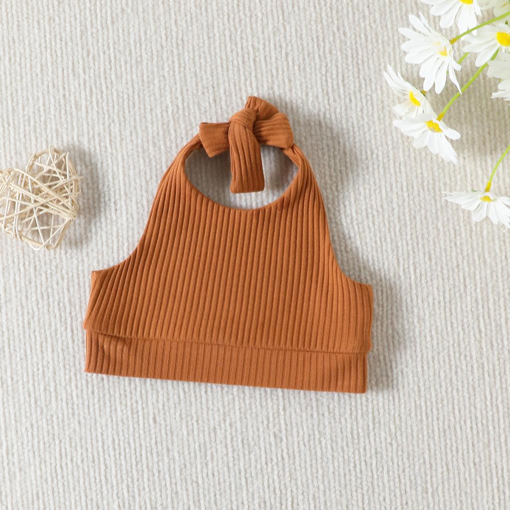 Kids Girls Summer Clothes Set Baby Sleeveless Halter Tops + Flower Flare Long Pants +Headband Children Fashion Outfits