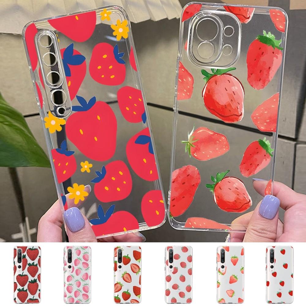 Cute Strawberry Phone Case For Samsung S 20 21 22 23 for Redmi Note7 8 9 10 for Huawei P20 30 40 Clear Case