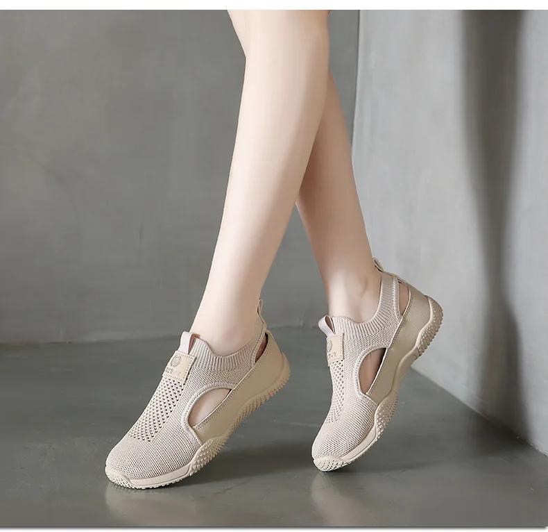 Little White Shoes Dámské nové korejské vydání Studentské ležérní duté všestranné flyknit boty pro ženy