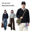 Warrior Men's Long-Sleeve Lapel Fake Two-Piece Sweatshirt