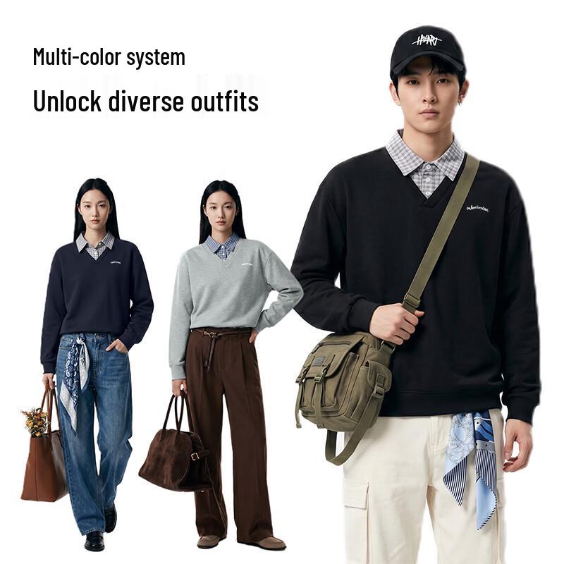Warrior Men's Long-Sleeve Lapel Fake Two-Piece Sweatshirt