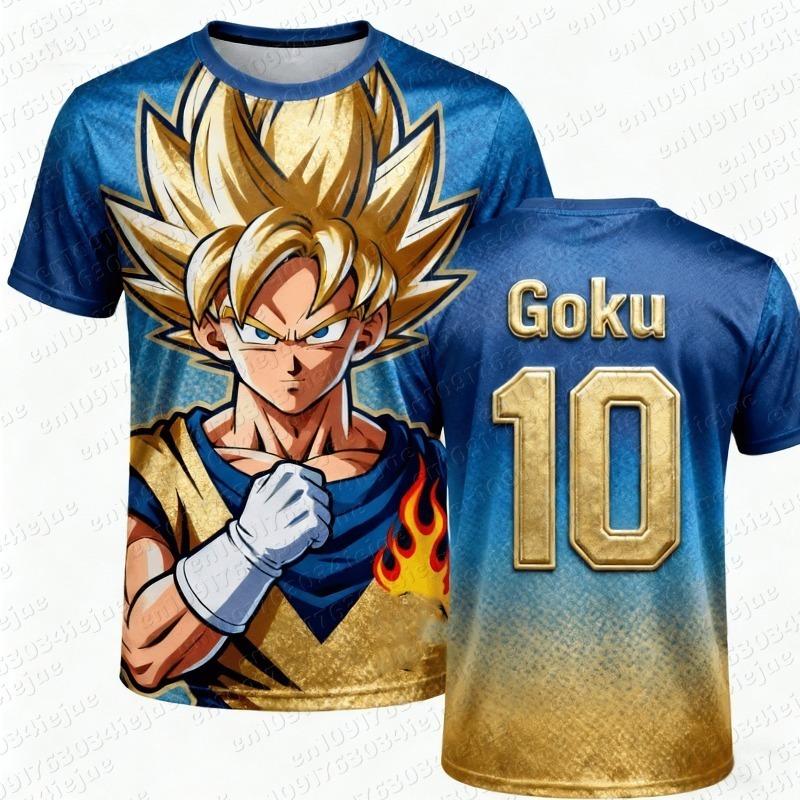 2026 New Adult Men's Dragon Ball Goku 3D Printed Football Jersey T-Shirt Kids Anime