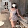Underwear lace hollow deep V hip skirt sexy perspective mesh floral suspender nightdress
