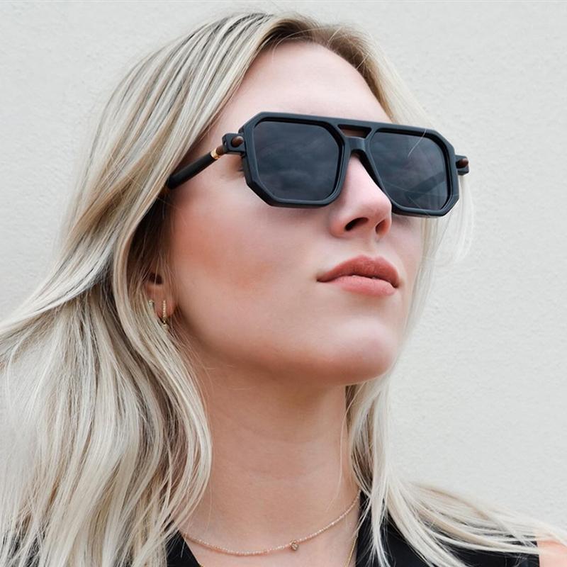 Retro Stitching Color Sunglasses For Men Women Fashion Double Bridges Eyewear Casual Outdoor Office Anti-blue Light Glasses