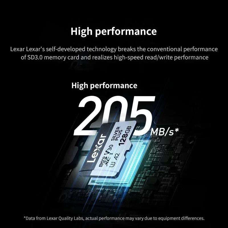 Lexar Scheda Micro SD Specifica per Droni Silver Plus SDXC A2 4K V30 U3 Scheda TF 64GB 128GB 256GB 512GB Lettura 205MB/s Schede di Memoria TF per Droni DJI