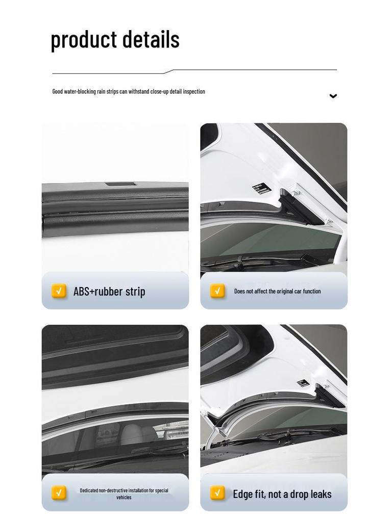 Tesla Model Y Front Hood Waterproof Deflector Strip with Buckle-Type Seal