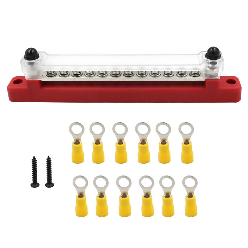 Waterproof Terminal Bus Bar with Transparent Cover 150A Power Distribution for Car Boat Marine RV Terminal Block