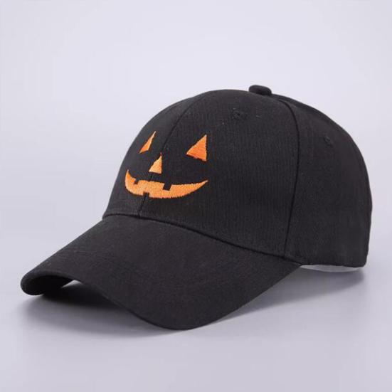 Halloween Baseball Hat Halloween Embroidered Pumpkin Face Baseball Cap Breathable Adjustable Outdoor Sun Hat