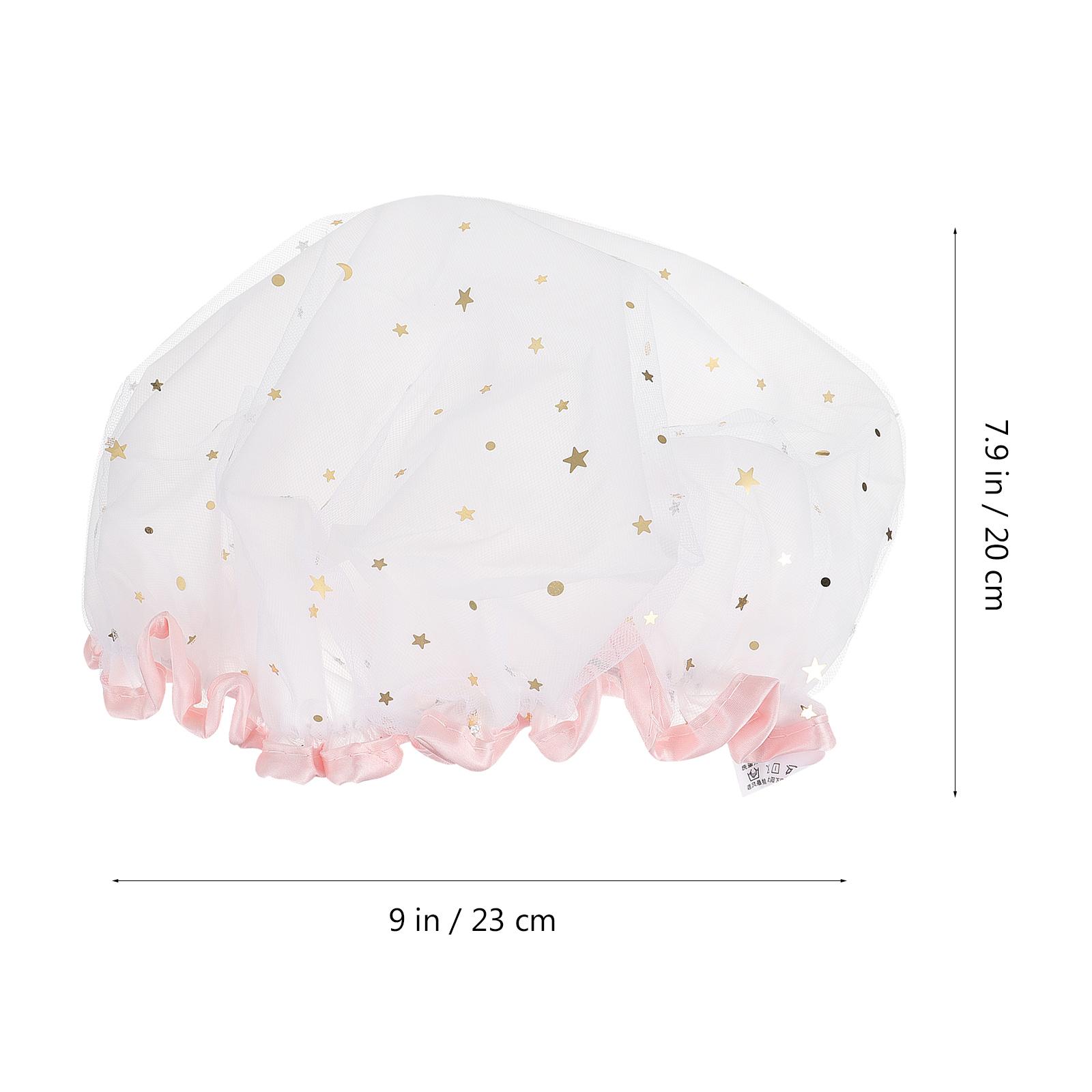 

2Pcs Women Shower Caps Waterproof Bath Hats Satin Makeup Shower Cap for Bathing Face Cleansing Non-Slip Design білий