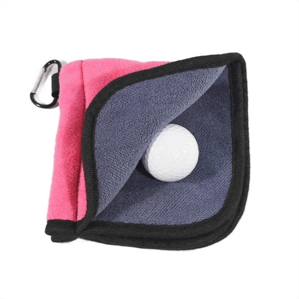 Microfiber Golf Ball Cleaning Towel Double-Layer Square Golf Club Cleaner with Carabiner Hook Water Absorption Golf Wipe Cloth
