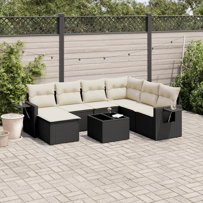 VidaXL Garden Lounge Set with Cushions 8 Pcs, Patio Sofas, Patio Furniture Set, Outdoor Furniture, Black 3220505